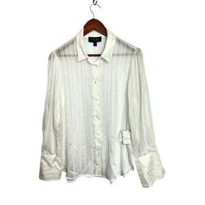 Laundry by Shelli Segal Women Sheer Button Down Shirt, White